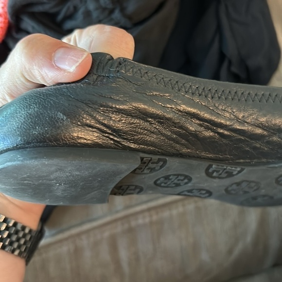 Tory Burch Minnie Travel Ballet Flat Black and Gold size 7.5 - Picture 4 of 7